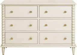 Statement Furniture Cromwell Large 6 Drawer Chest Of Drawers With Bobbin Design - Linen Cream - thumbnail 8