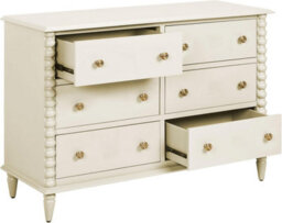 Statement Furniture Cromwell Large 6 Drawer Chest Of Drawers With Bobbin Design - Linen Cream - thumbnail 7