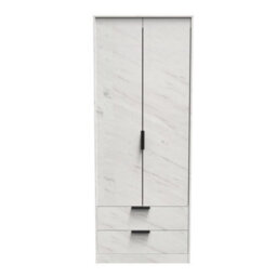 Fuji Tall 2 Drawer Wardrobe In Marble (Ready Assembled) - thumbnail 1