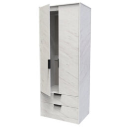 Fuji Tall 2 Drawer Wardrobe In Marble (Ready Assembled) - thumbnail 5