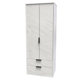 Fuji Tall 2 Drawer Wardrobe In Marble (Ready Assembled) - thumbnail 3