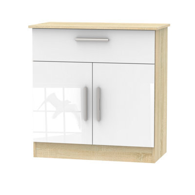 Trent 1 Drawer 2 Door Sideboard In White & Bardolino Oak (Ready Assembled) - image 1