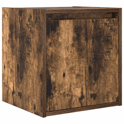 Berkfield Durable Wall-Mounted Bedside Cabinet Smoked Oak 38X34X40 Cm