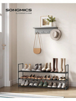LEDREM 3-Tier Shoe Rack, Shoe Storage Organiser, Metal Storage Rack, Fits 15 To 18 Pairs Of Shoes, Stackable Shoe Shelf - image 1
