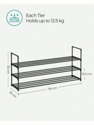LEDREM 3-Tier Shoe Rack, Shoe Storage Organiser, Metal Storage Rack, Fits 15 To 18 Pairs Of Shoes, Stackable Shoe Shelf - thumbnail 9