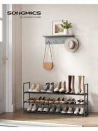 LEDREM 3-Tier Shoe Rack, Shoe Storage Organiser, Metal Storage Rack, Fits 15 To 18 Pairs Of Shoes, Stackable Shoe Shelf - thumbnail 1