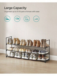 LEDREM 3-Tier Shoe Rack, Shoe Storage Organiser, Metal Storage Rack, Fits 15 To 18 Pairs Of Shoes, Stackable Shoe Shelf - thumbnail 5