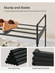 LEDREM 3-Tier Shoe Rack, Shoe Storage Organiser, Metal Storage Rack, Fits 15 To 18 Pairs Of Shoes, Stackable Shoe Shelf - thumbnail 7