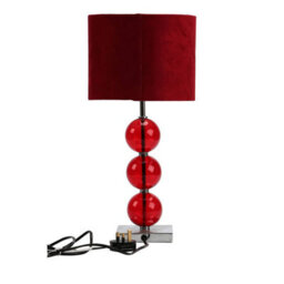 Orsina Burgundy Suede Effect Shade Table Lamp, Chrome Base With Three Burgundy Glass Orb Details, 40W E14 Bulb - thumbnail 3