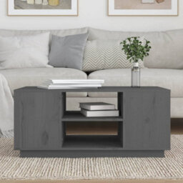Berkfield Coffee Table Grey 90X49X40.5 Cm Solid Wood Pine - thumbnail 3