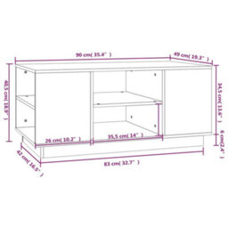 Berkfield Coffee Table Grey 90X49X40.5 Cm Solid Wood Pine - thumbnail 8