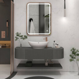Royal Bathrooms Luna 600 X 800mm Brushed Bronze Frontlit Led Illuminated Framed Mirror With Demister Pad & Touch Sensor - thumbnail 3
