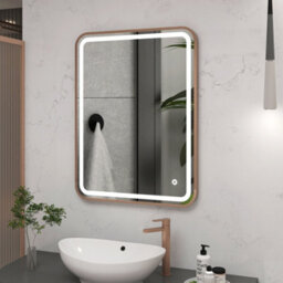 Royal Bathrooms Luna 600 X 800mm Brushed Bronze Frontlit Led Illuminated Framed Mirror With Demister Pad & Touch Sensor - thumbnail 5