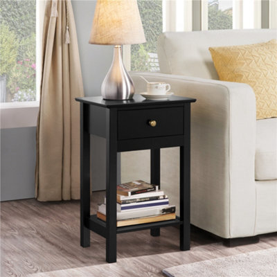 Yaheetech Black Wood Bedside Table End Table With Drawer - image 1