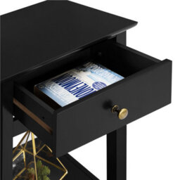 Yaheetech Black Wood Bedside Table End Table With Drawer - thumbnail 8