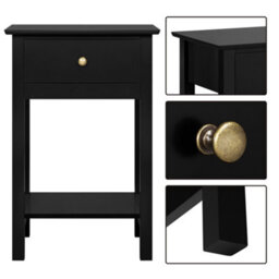 Yaheetech Black Wood Bedside Table End Table With Drawer - thumbnail 5