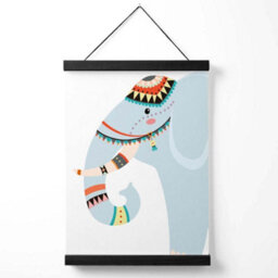 Artze Wall Art Peeking Elephant Tribal Animal Art Print With Black Frame Size: A4 - thumbnail 1