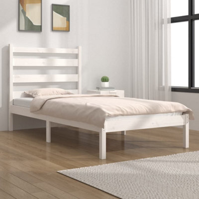 Berkfield Bed Frame White Solid Wood Pine 100X200 Cm - image 1
