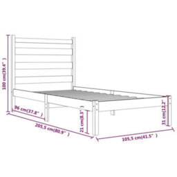 Berkfield Bed Frame White Solid Wood Pine 100X200 Cm - thumbnail 6