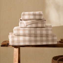 Yard Barton Gingham Check 100% Cotton Bath Towel, Natural, 70 X 130Cm - thumbnail 1