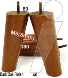 L&F Wood Legs Dark Oak 180mm High Set Of 4 Replacement Angled Furniture Legs Set Of 4 Sofas Chairs Stools M8 - thumbnail 1