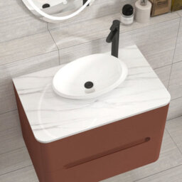Royal Bathrooms Venice 700mm Terracotta Clay Wall Mounted Bathroom Countertop Vanity Unit 2 Drawer With Nova Basin - thumbnail 6