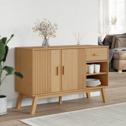 Berkfield Sideboard Olden Brown 114X43X73.5 Cm Solid Wood Pine - thumbnail 3