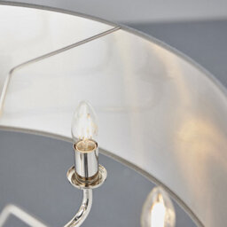 Luminosa Lighting Luminosa Highclere Single Shade Pendant Light Bright Nickel Plate, Charcoal Fabric - thumbnail 5