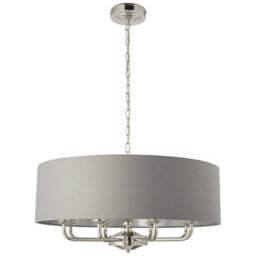 Luminosa Lighting Luminosa Highclere Single Shade Pendant Light Bright Nickel Plate, Charcoal Fabric - thumbnail 6