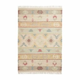 Multicoloured Geometric Striped Kilim Modern Rug For Bedroom & Living Room-120Cm X 170Cm - thumbnail 5