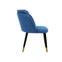 Life Interiors Set Of 2 Blue Milano Velvet Dining Chairs With Stylish Ribbed Back Design, Black Metal Legs With Gold Tips - thumbnail 3