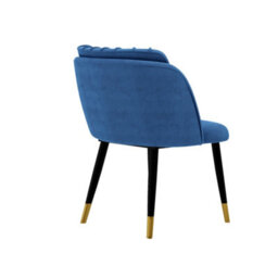 Life Interiors Set Of 2 Blue Milano Velvet Dining Chairs With Stylish Ribbed Back Design, Black Metal Legs With Gold Tips - thumbnail 4