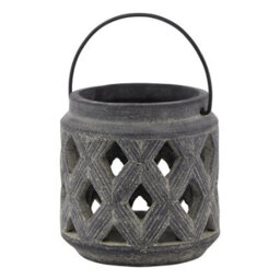 Hill Interiors Amalfi Lattice Lantern Grey (15Cm X 15Cm X 15Cm) - thumbnail 2