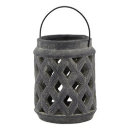 Hill Interiors Amalfi Lattice Lantern Grey (15Cm X 15Cm X 15Cm) - thumbnail 1