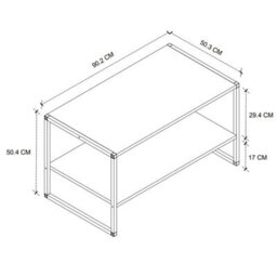 Urbn-Living Urbnliving 90Cm Width Rectangle White Wooden Coffee Table & Metal Frame Open Storage Shelf Home Décor - thumbnail 3
