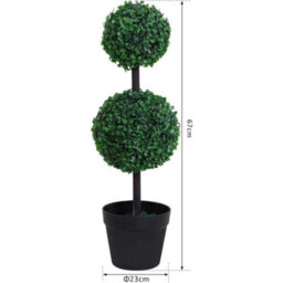 Artificial Topiary House Plants Set Of 2 Double Ball Faux Trees - thumbnail 2