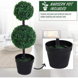 Artificial Topiary House Plants Set Of 2 Double Ball Faux Trees - thumbnail 5