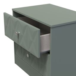 Genoa Ready Assembled Matt Green No Effect 2 Drawer Wide Bedside Chest (H)521mm (W)570mm (D)395mm - thumbnail 3