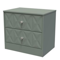 Genoa Ready Assembled Matt Green No Effect 2 Drawer Wide Bedside Chest (H)521mm (W)570mm (D)395mm - thumbnail 2