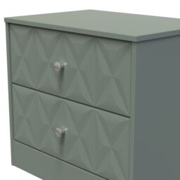 Genoa Ready Assembled Matt Green No Effect 2 Drawer Wide Bedside Chest (H)521mm (W)570mm (D)395mm - thumbnail 4