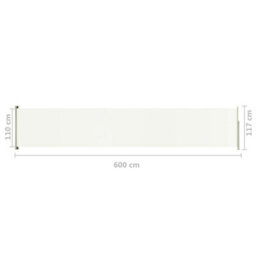 Berkfield Patio Retractable Side Awning 117X600 Cm Cream - thumbnail 8