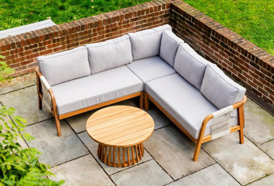 Garden Gear Acacia Eleni Corner Sofa Set With Coffee Table Outdoor Patio Furniture Water-Resistant Hardwood With Thick Cushions - image 1