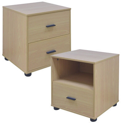Urbn-Living Urbnliving Height 43Cm 1 Drawer Wooden Bedside Table Cabinet Beech Bedroom Furniture Storage Nightstand - image 1
