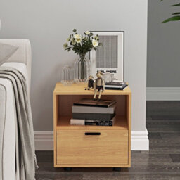 Urbn-Living Urbnliving Height 43Cm 1 Drawer Wooden Bedside Table Cabinet Beech Bedroom Furniture Storage Nightstand - thumbnail 2
