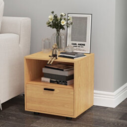 Urbn-Living Urbnliving Height 43Cm 1 Drawer Wooden Bedside Table Cabinet Beech Bedroom Furniture Storage Nightstand - thumbnail 3