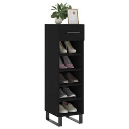 Berkfield Shoe Cabinet Black 30X35X105 Cm Engineered Wood - thumbnail 3