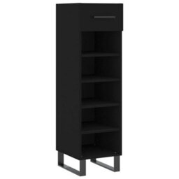 Berkfield Shoe Cabinet Black 30X35X105 Cm Engineered Wood - thumbnail 2