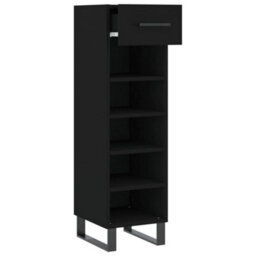 Berkfield Shoe Cabinet Black 30X35X105 Cm Engineered Wood - thumbnail 5