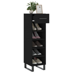 Berkfield Shoe Cabinet Black 30X35X105 Cm Engineered Wood - thumbnail 4