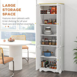 Wyld Haus Banodo 183Cm White And Brown 4-Door Freestanding Kitchen Cabinet - 4 Shelves, 6-Tier Storage - thumbnail 5